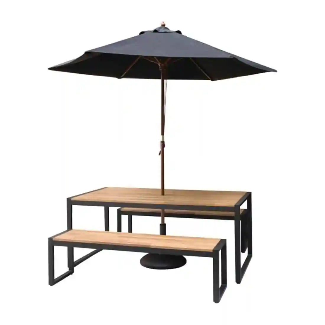 Bolero Acacia Wood and Steel Rectangular Industrial Table 1800mm - Image 6