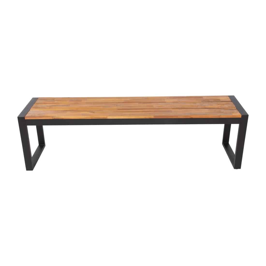 Bolero Acacia Wood and Steel Industrial Benches 1600mm (Pack of 2) - Image 3