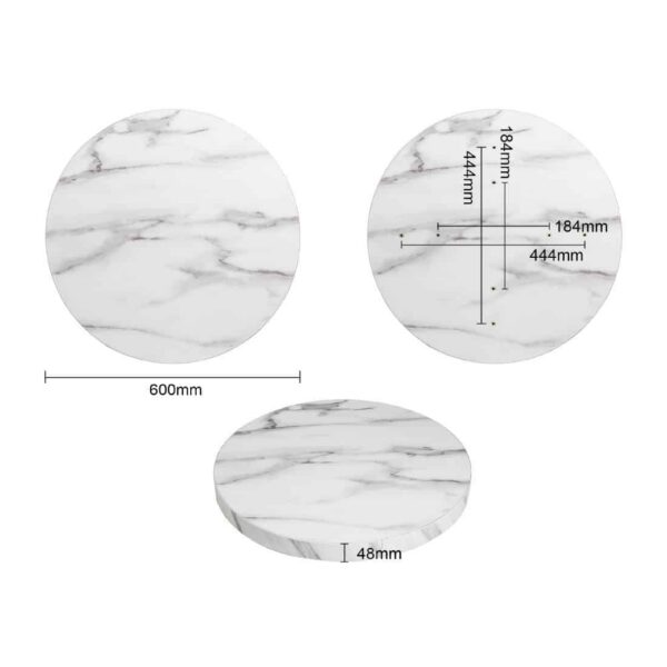 Bolero Pre-drilled Round Table Top Marble Effect 600mm - Image 5