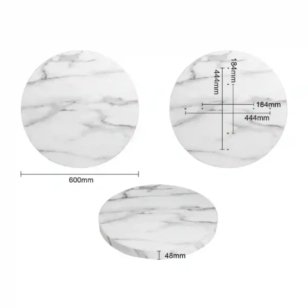Bolero Pre-drilled Round Table Top Marble Effect 600mm - Image 5