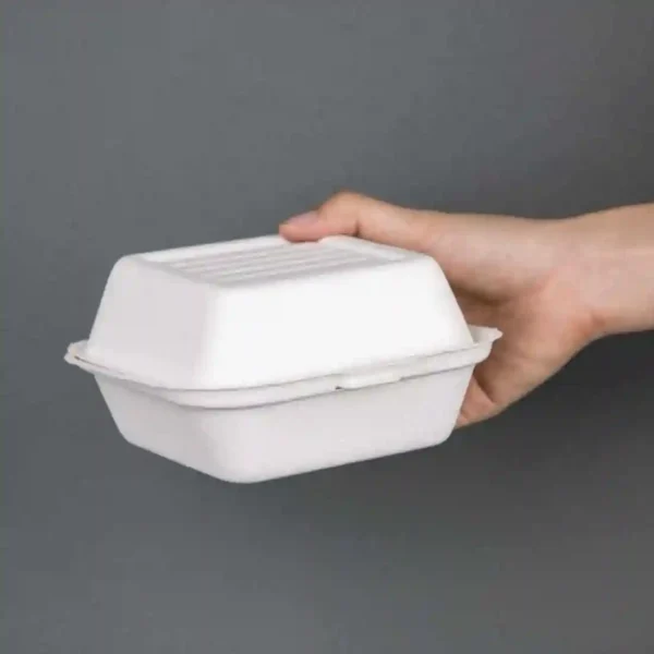 Fiesta Compostable Bagasse Burger Boxes with Bottom Ridges 153mm (Pack of 500) - Image 4