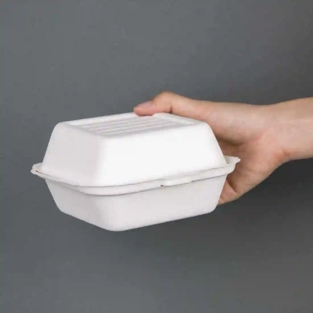 Fiesta Compostable Bagasse Burger Boxes with Bottom Ridges 153mm (Pack of 500) - Image 4
