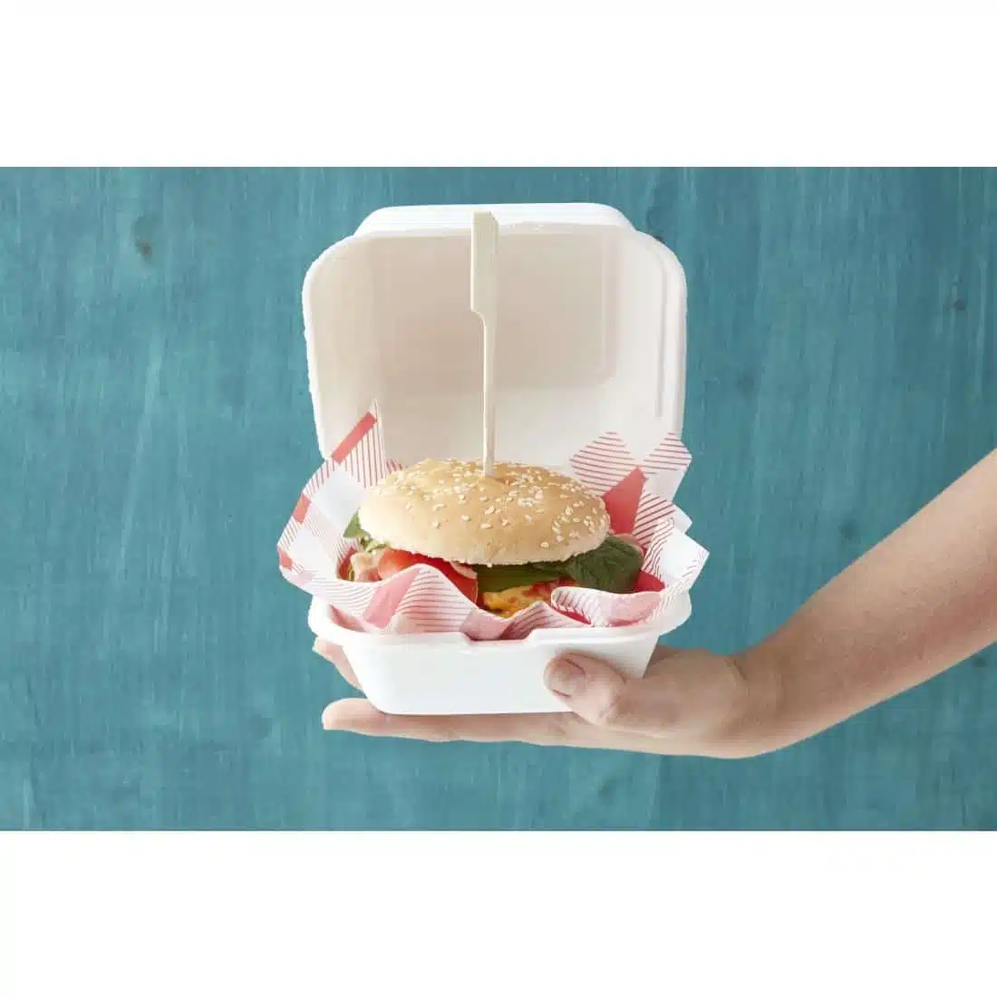 Fiesta Compostable Bagasse Burger Boxes with Bottom Ridges 153mm (Pack of 500) - Image 5