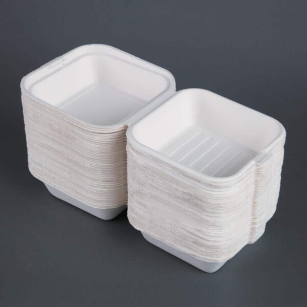 Fiesta Compostable Bagasse Burger Boxes with Bottom Ridges 153mm (Pack of 500) - Image 8