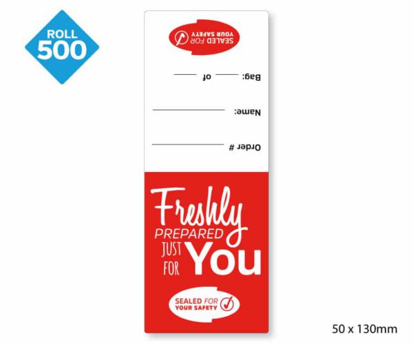 Takeaway Food Safe Delivery Labels - 50 x 130mm