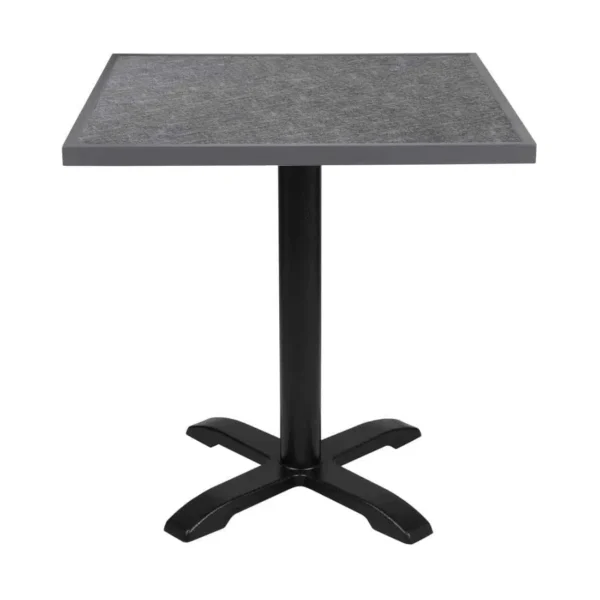 Bolero Black Brushed Mix Outdoor Tempered Glass Table Top Square Grey Trim 700mm - Image 5