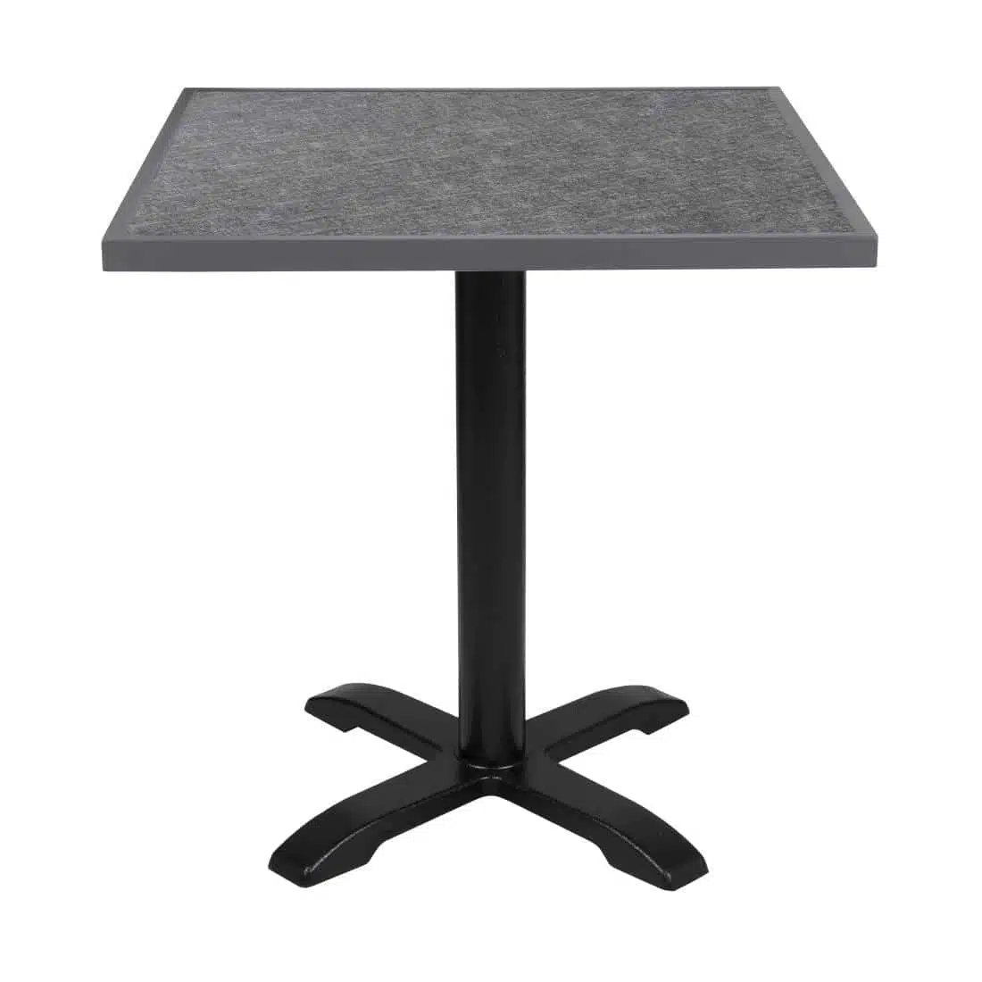 Bolero Black Brushed Mix Outdoor Tempered Glass Table Top Square Grey Trim 700mm - Image 5