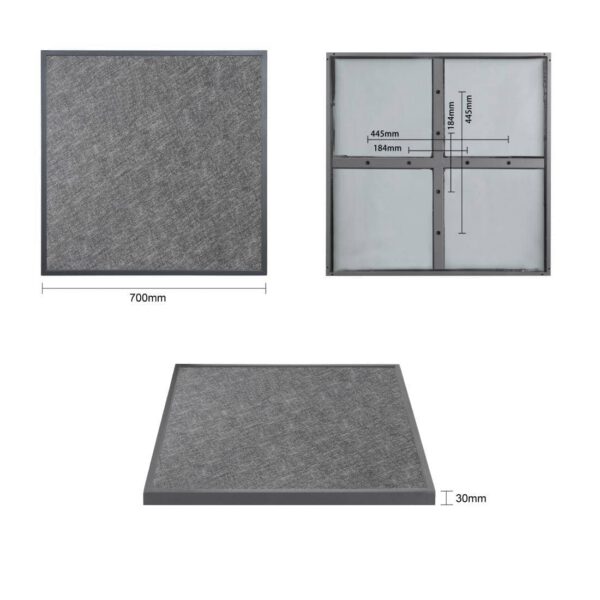 Bolero Black Brushed Mix Outdoor Tempered Glass Table Top Square Grey Trim 700mm - Image 6