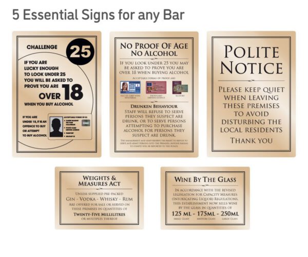 Essential Modern Bar Licensing Sign Pack - Gold - Image 4