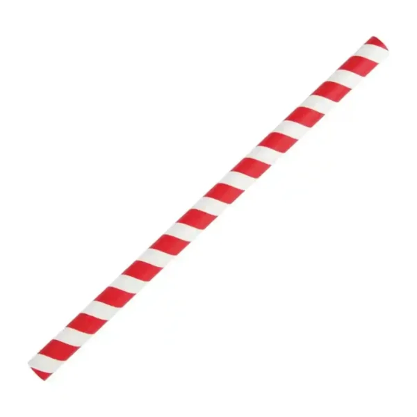 Fiesta Compostable Paper Smoothie Straws Red Stripes (Pack of 250) - Image 1