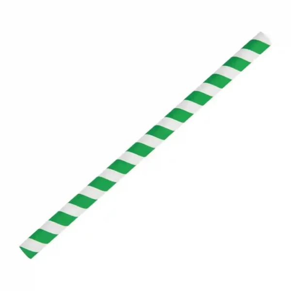 Fiesta Compostable Paper Smoothie Straws Green Stripes (Pack of 250) - Image 1