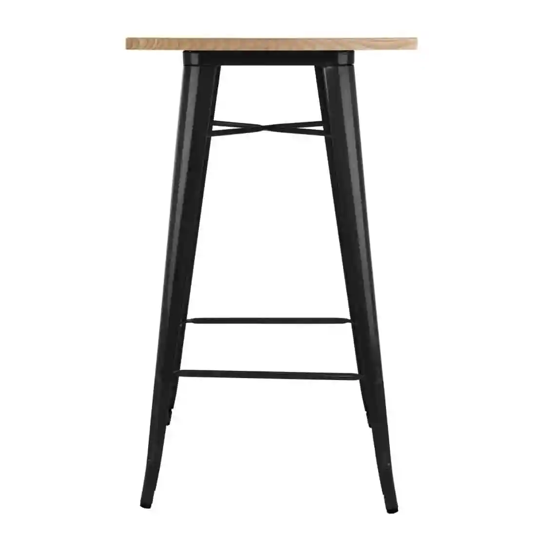 Bolero Bistro Bar Table with Wooden Top Black - Image 2