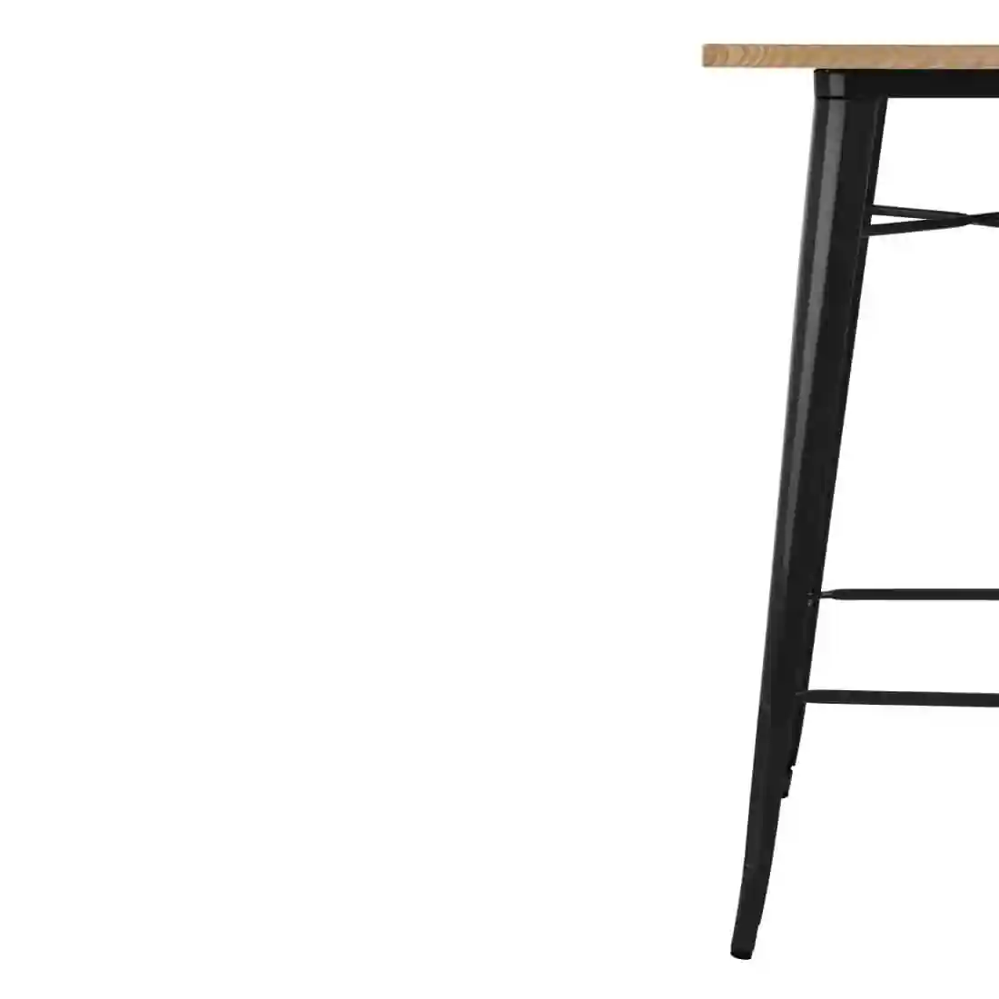 Bolero Bistro Bar Table with Wooden Top Black - Image 3