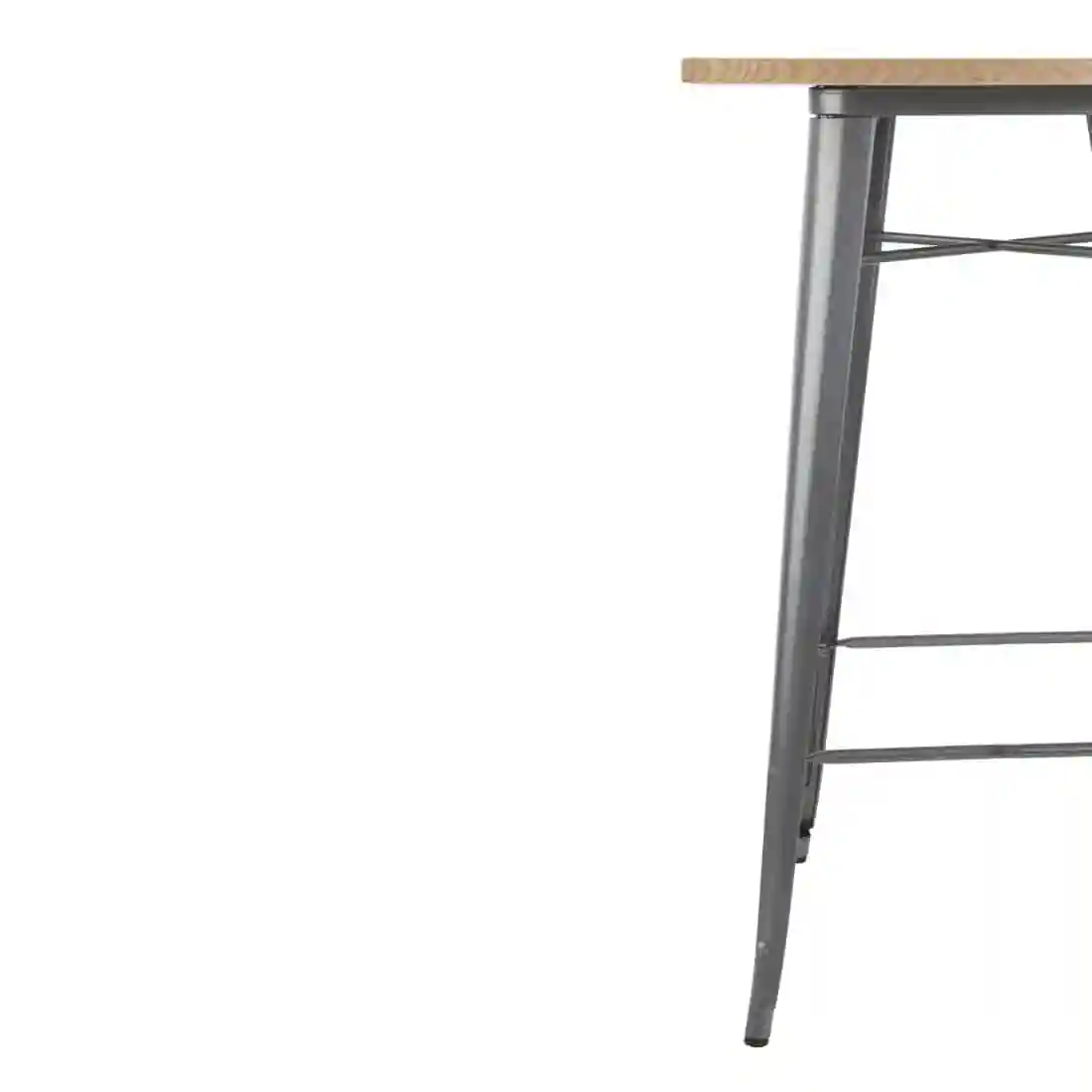 Bolero Bistro Bar Table with Wooden Top Gun Metal - Image 3