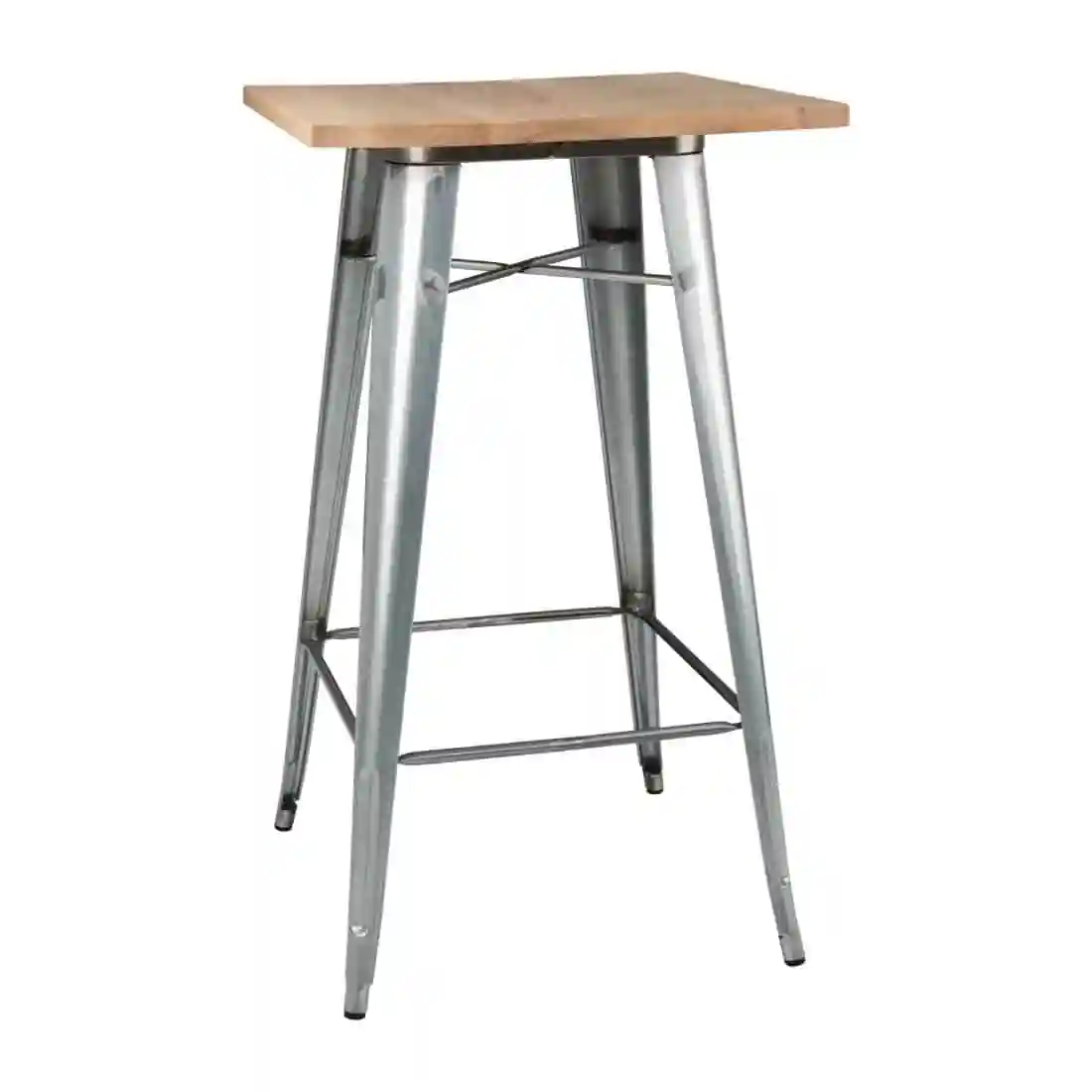 Bolero Bistro Bar Table with Wooden Top Galvanised Steel (Single) - Image 1