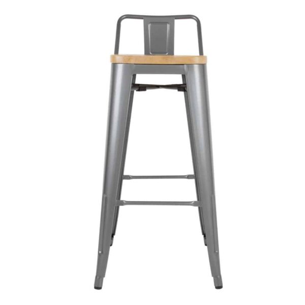 Bolero Bistro Backrest High Stools with Wooden Seat Pad Gun Metal (Pack of 4) - Image 2