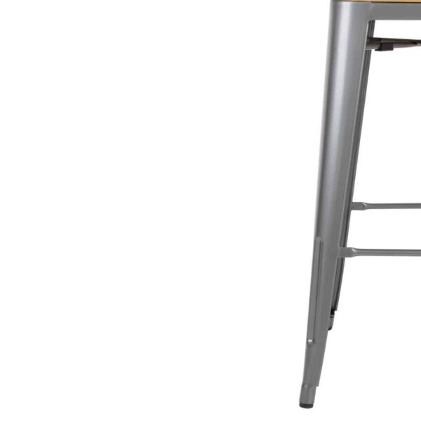 Bolero Bistro Backrest High Stools with Wooden Seat Pad Gun Metal (Pack of 4) - Image 6