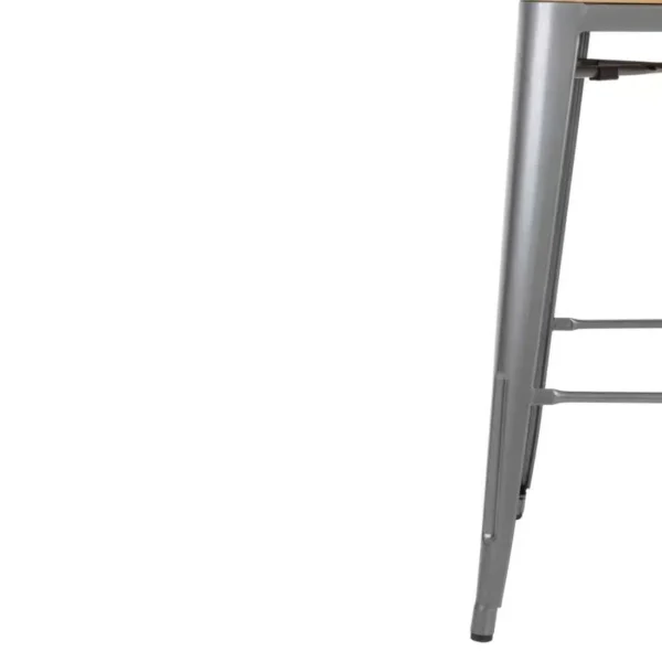 Bolero Bistro Backrest High Stools with Wooden Seat Pad Gun Metal (Pack of 4) - Image 6
