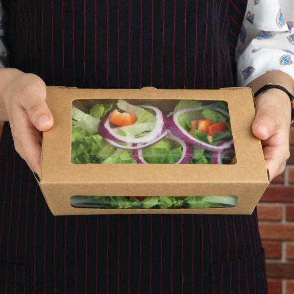 Fiesta Compostable Salad Boxes with PLA Windows 1200ml (Pack of 200) - Image 4