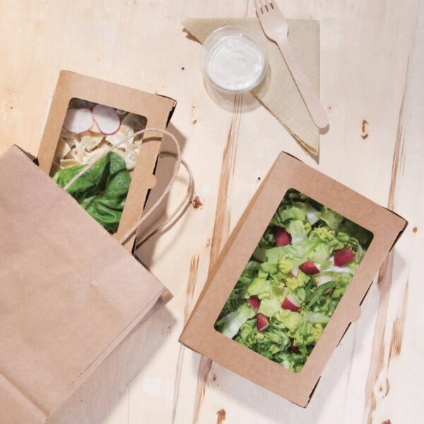 Fiesta Compostable Salad Boxes with PLA Windows 1200ml (Pack of 200) - Image 5