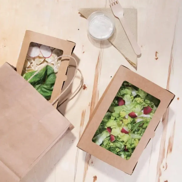Fiesta Compostable Salad Boxes with PLA Windows 1200ml (Pack of 200) - Image 5