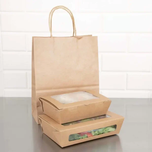 Fiesta Compostable Salad Boxes with PLA Windows 1200ml (Pack of 200) - Image 6