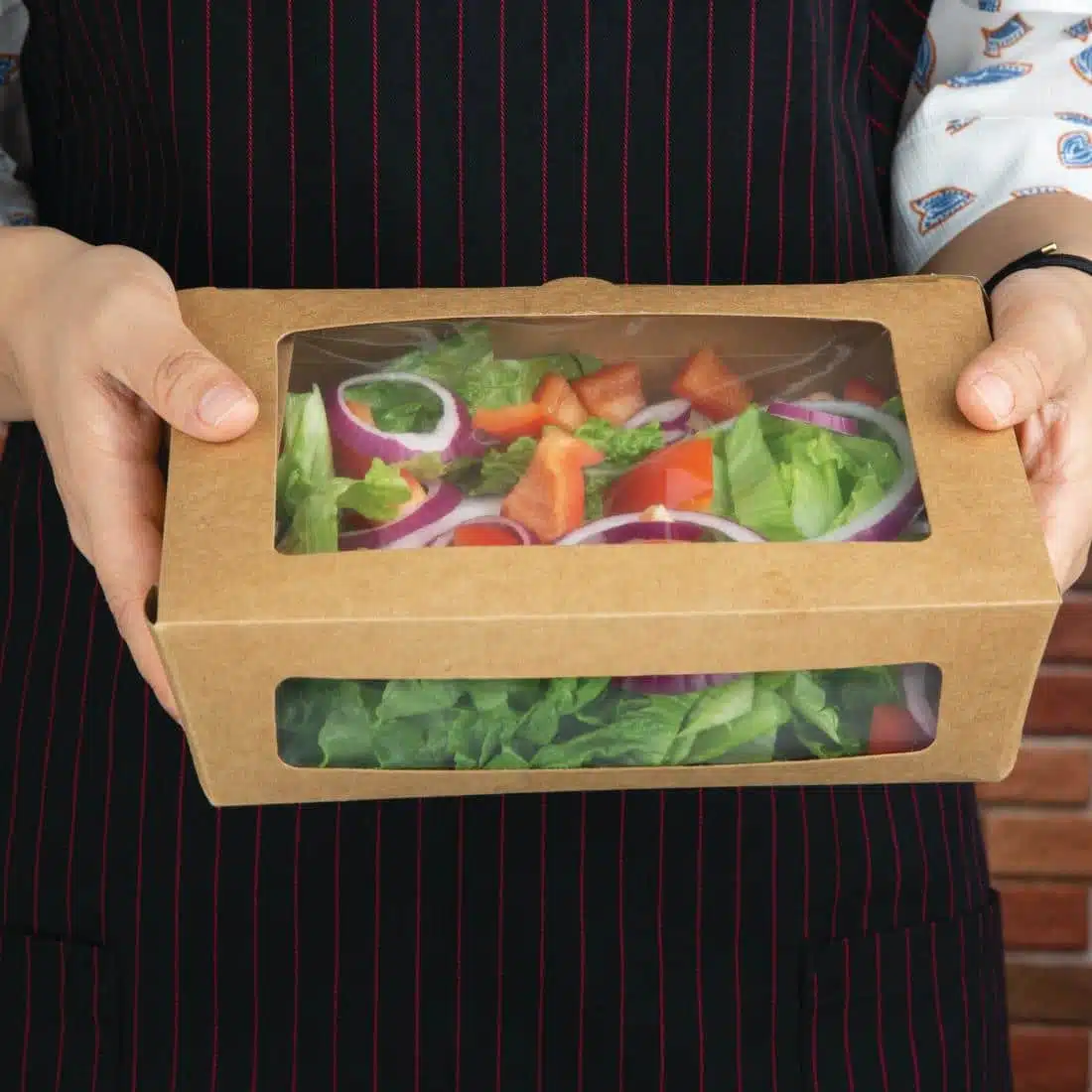 Fiesta Compostable Salad Boxes with PLA Windows 1600ml (Pack of 200) - Image 4