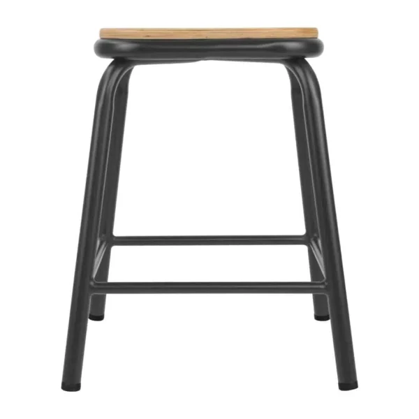 Bolero Cantina Low Stools with Wooden Seat Pad Metallic Grey (Pack of 4) - Image 2