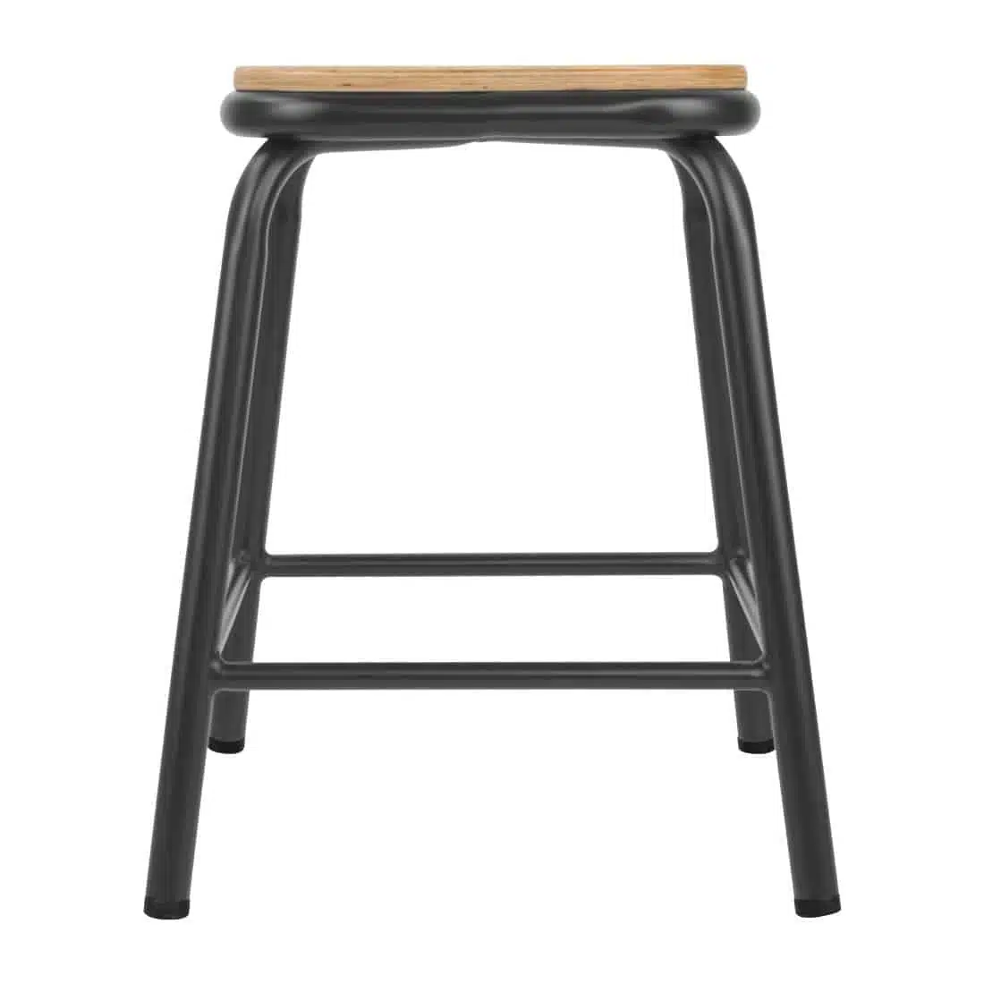 Bolero Cantina Low Stools with Wooden Seat Pad Metallic Grey (Pack of 4) - Image 2