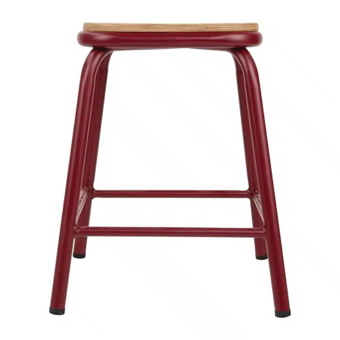 Bolero Cantina Low Stools with Wooden Seat Pad Wine Red (Pack of 4) - Image 2