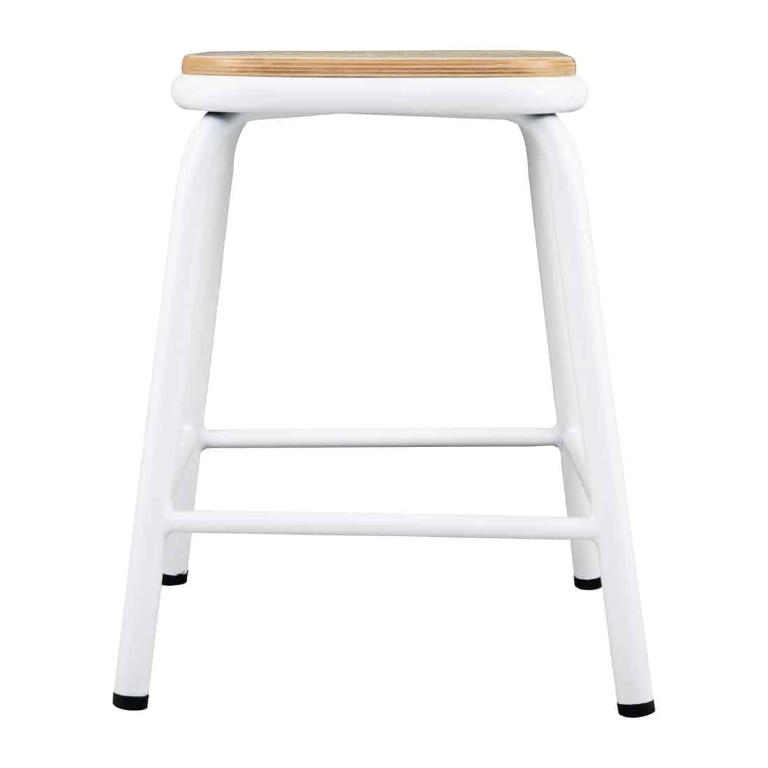 Bolero Cantina Low Stools with Wooden Seat Pad White (Pack of 4) - Image 3