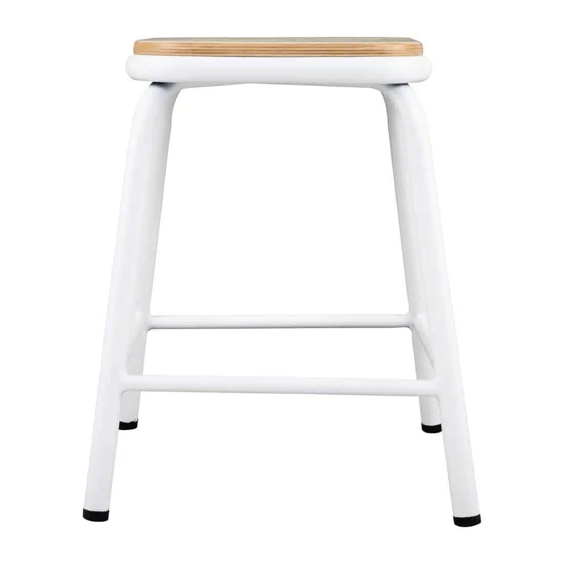 Bolero Cantina Low Stools with Wooden Seat Pad White (Pack of 4) - Image 2