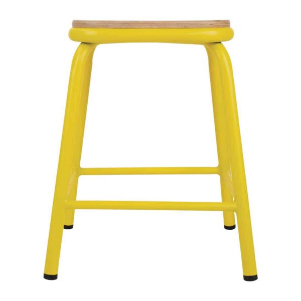 Bolero Cantina Low Stools with Wooden Seat Pad Yellow (Pack of 4) - Image 2