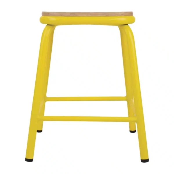 Bolero Cantina Low Stools with Wooden Seat Pad Yellow (Pack of 4) - Image 2