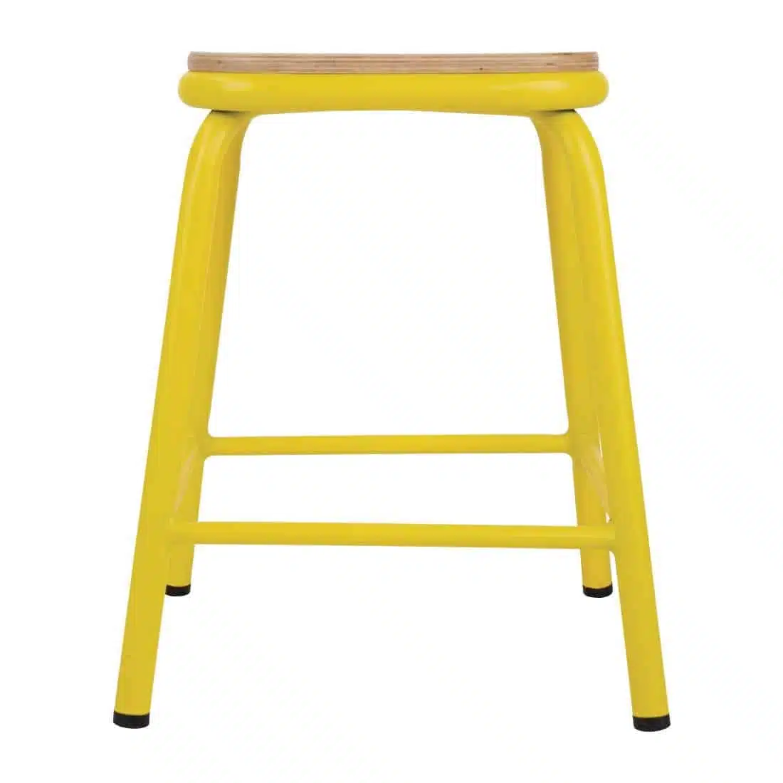 Bolero Cantina Low Stools with Wooden Seat Pad Yellow (Pack of 4) - Image 2