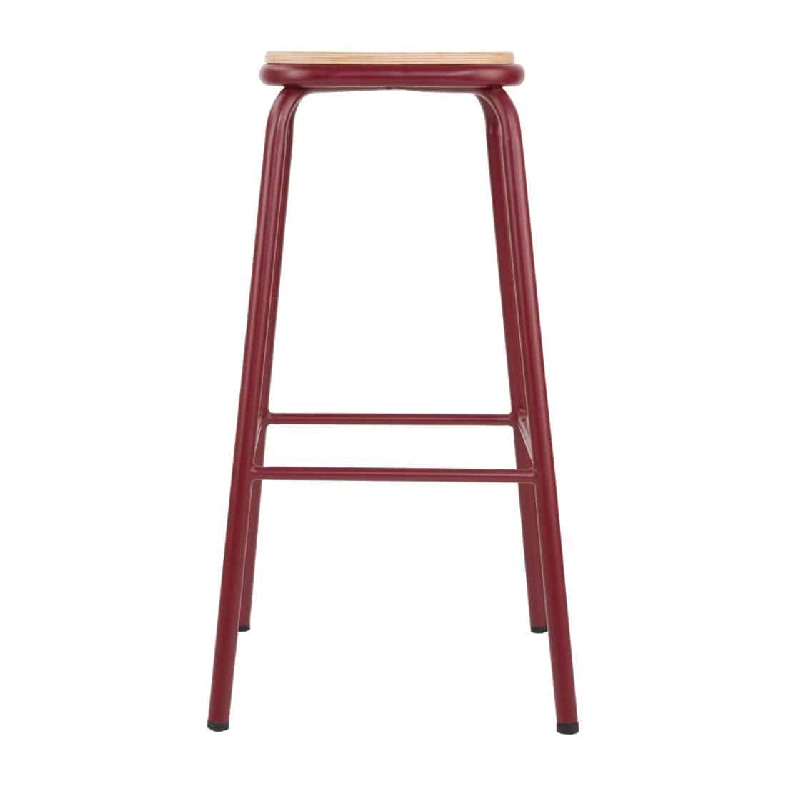 Bolero Cantina High Stools with Wooden Seat Pad Wine Red (Pack of 4) - Image 3