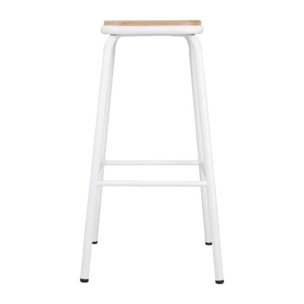Bolero Cantina High Stools with Wooden Seat Pad White (Pack of 4) - Image 2