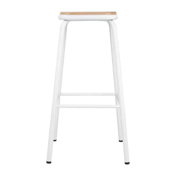 Bolero Cantina High Stools with Wooden Seat Pad White (Pack of 4) - Image 2
