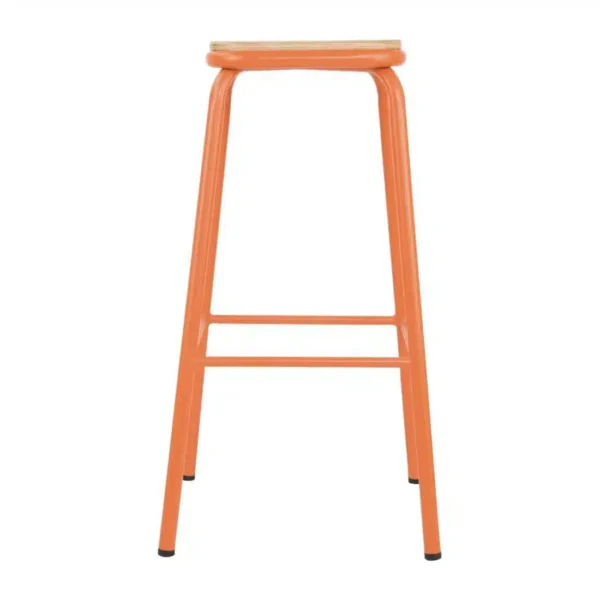 Bolero Cantina High Stools with Wooden Seat Pad Orange (Pack of 4) - Image 2