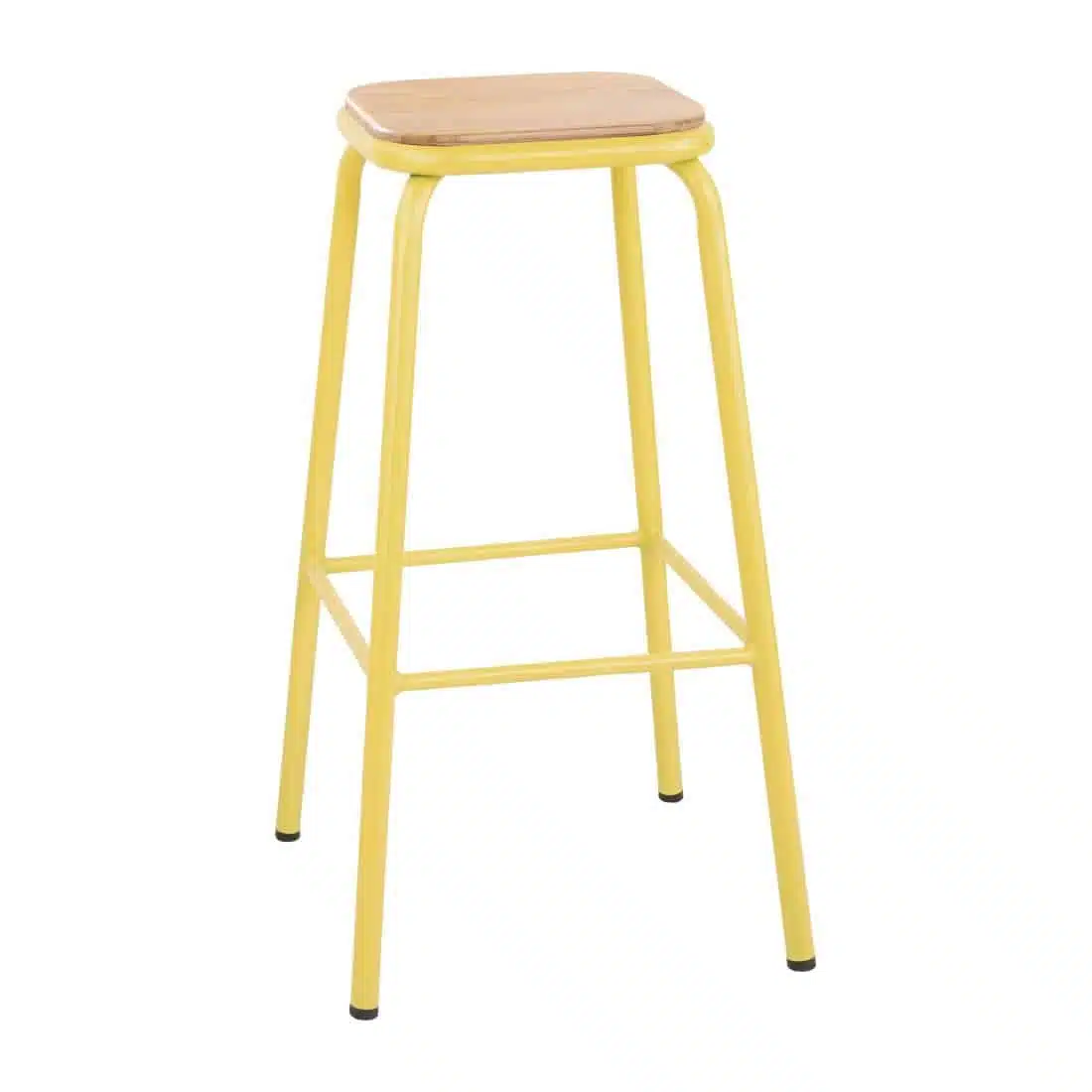Bolero Cantina High Stools with Wooden Seat Pad Yellow (Pack of 4) - Image 1