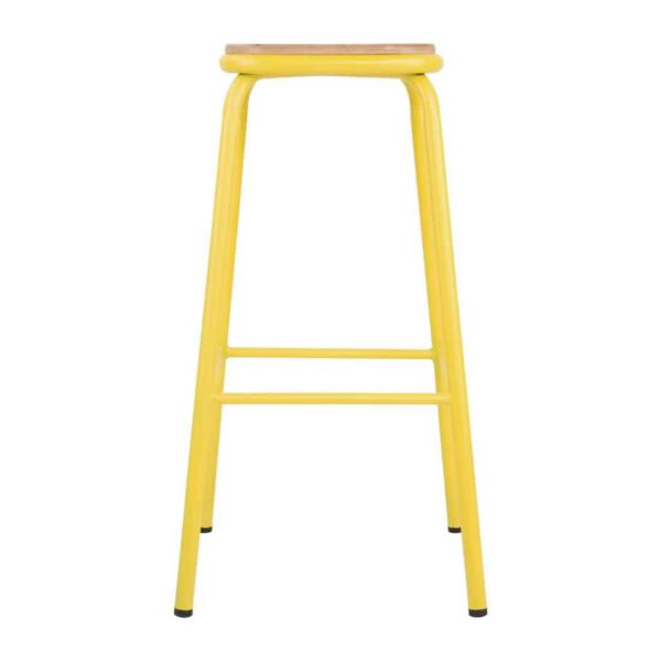 Bolero Cantina High Stools with Wooden Seat Pad Yellow (Pack of 4) - Image 2