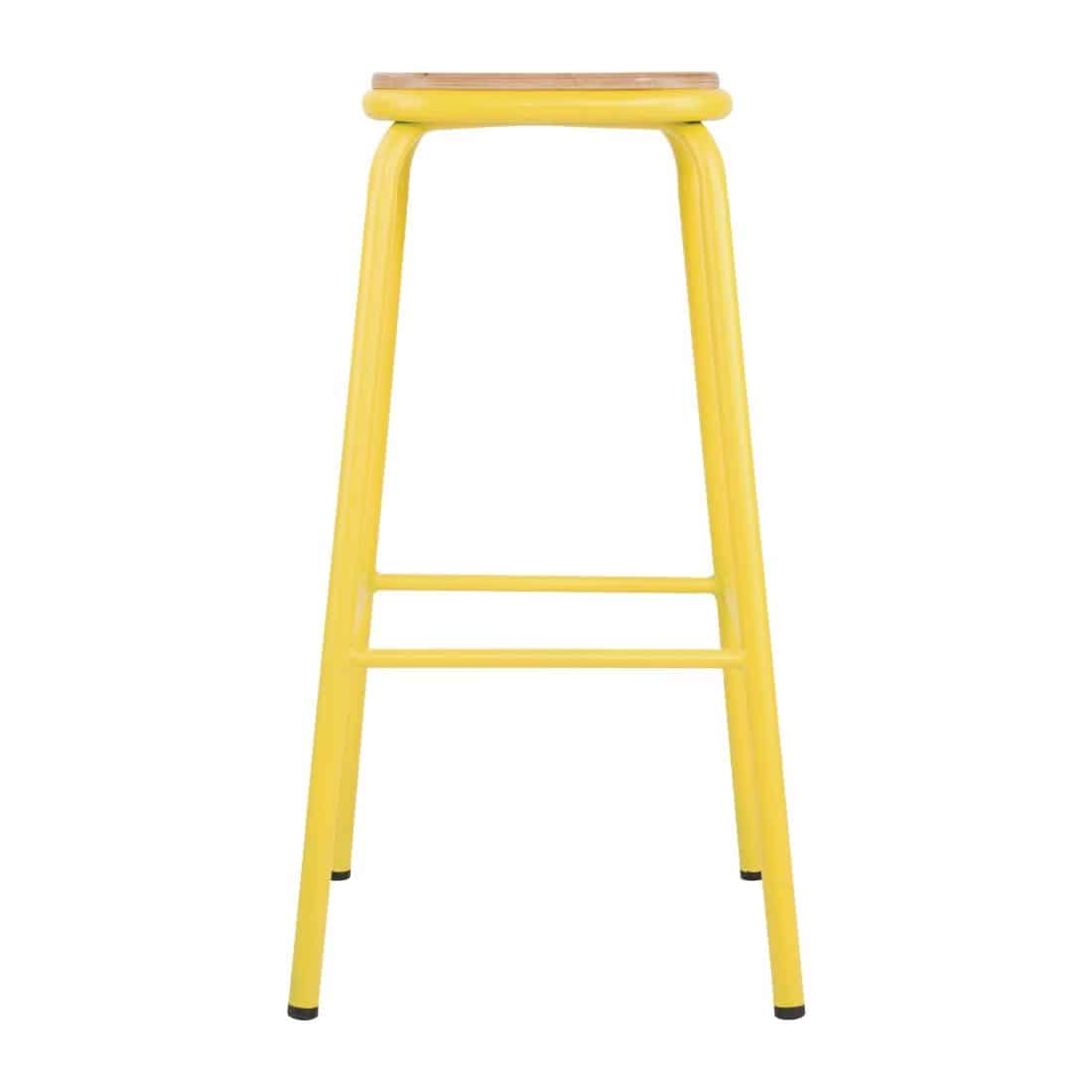 Bolero Cantina High Stools with Wooden Seat Pad Yellow (Pack of 4) - Image 3