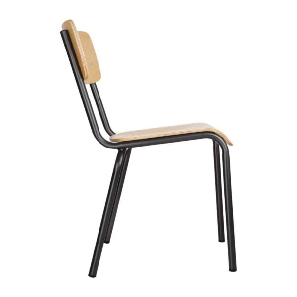 Bolero Cantina Side Chairs with Wooden Seat Pad and Backrest Metallic Grey (Pack of 4) - Image 2