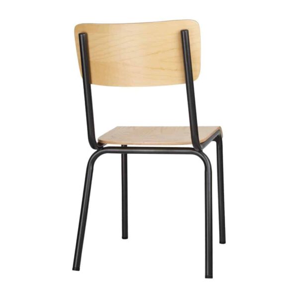 Bolero Cantina Side Chairs with Wooden Seat Pad and Backrest Metallic Grey (Pack of 4) - Image 3