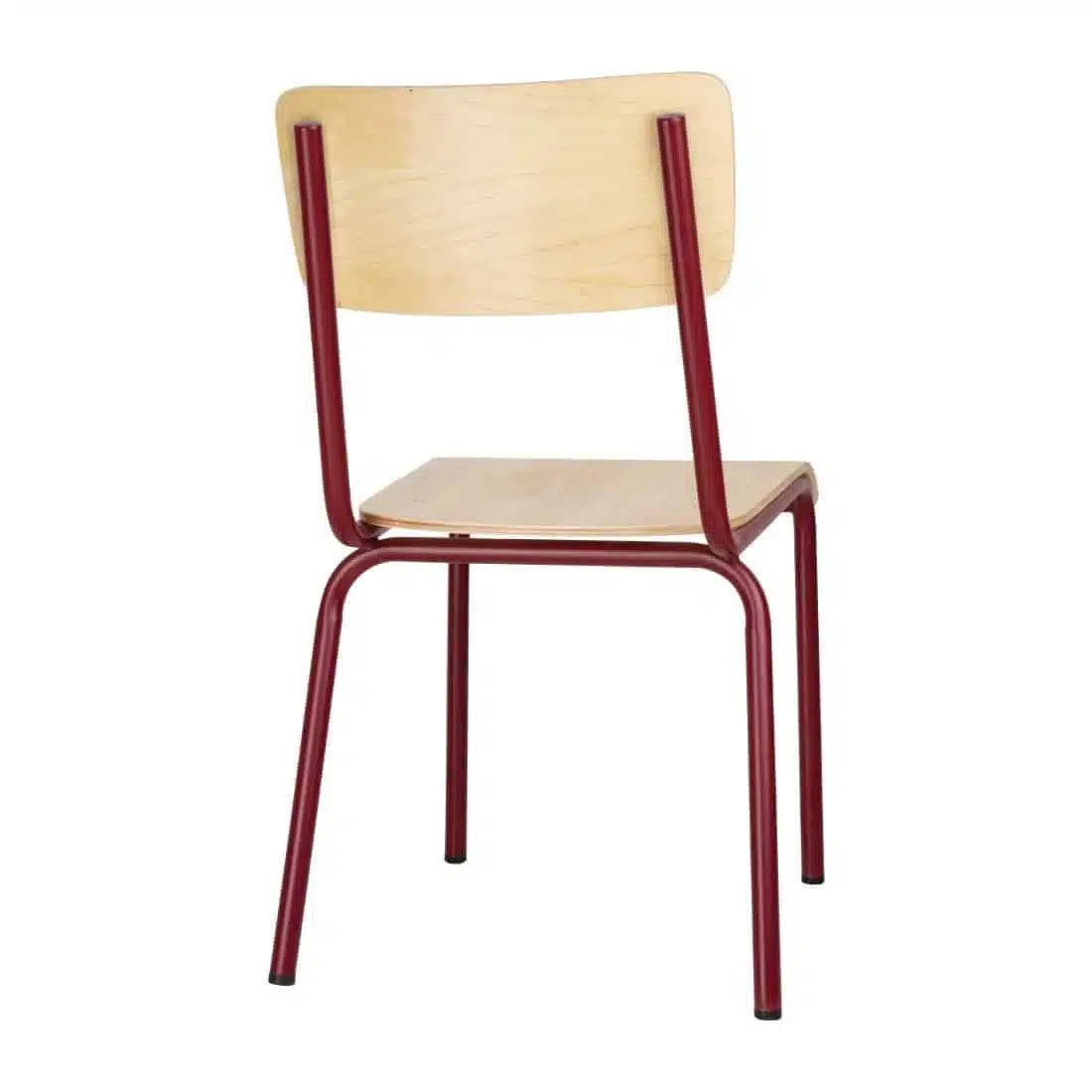 Bolero Cantina Side Chairs with Wooden Seat Pad and Backrest Wine Red (Pack of 4) - Image 3