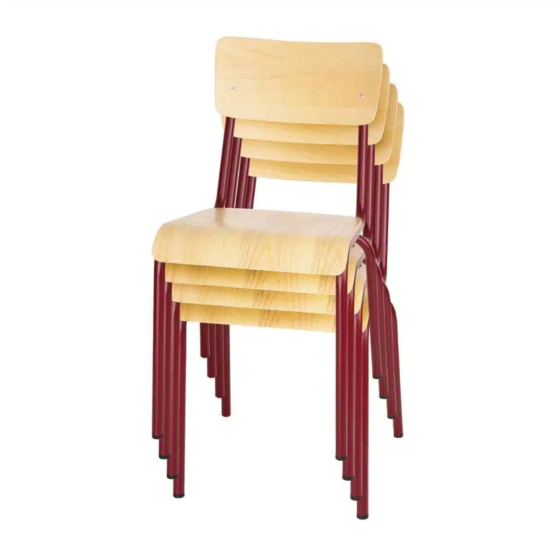 Bolero Cantina Side Chairs with Wooden Seat Pad and Backrest Wine Red (Pack of 4) - Image 5