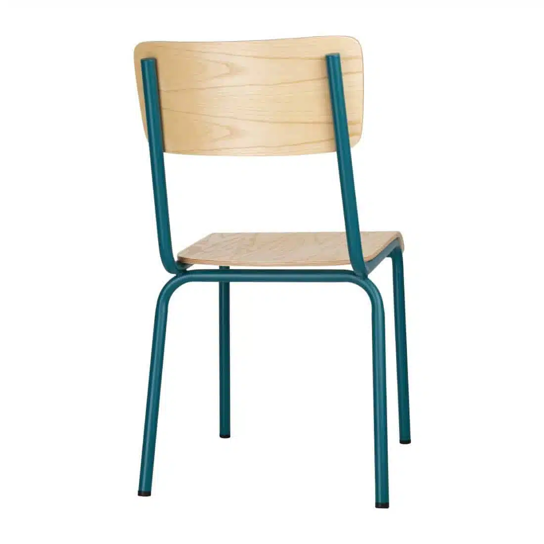 Bolero Cantina Side Chairs with Wooden Seat Pad and Backrest Teal (Pack of 4) - Image 3