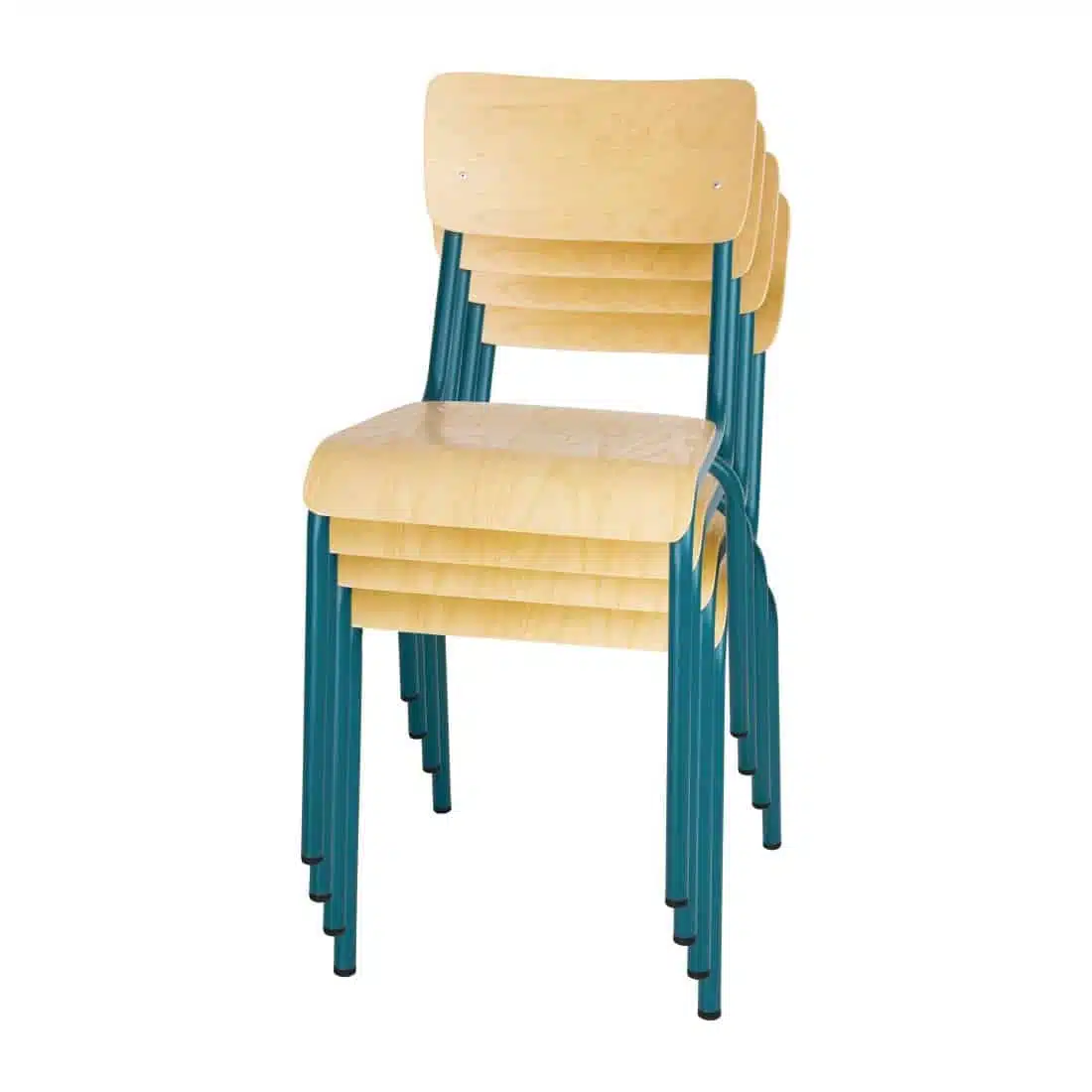 Bolero Cantina Side Chairs with Wooden Seat Pad and Backrest Teal (Pack of 4) - Image 5