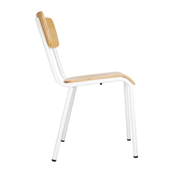 Bolero Cantina Side Chairs with Wooden Seat Pad and Backrest White (Pack of 4) - Image 2
