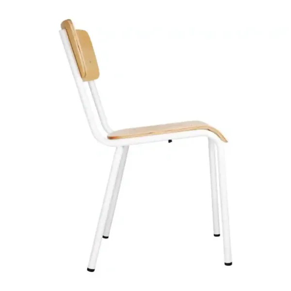 Bolero Cantina Side Chairs with Wooden Seat Pad and Backrest White (Pack of 4) - Image 2